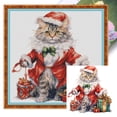 thumbnail image 1 of Hilo Algodón Bordado Punto Cruz Gatito Navidad Impreso 18 Quilates 30x30cm, 1 of 9