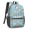 thumbnail image 2 of Chubby Cat and Yarn Blue Pattern 17" Waterproof Oxford School Backpacks for Teens, S-Shape Padded Straps, for School, Travel, Hiking, Camping, 2 of 5