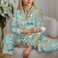 thumbnail image 6 of Rateoe Cute Dogs Corgi Pattern Womens Pajamas Set Long Sleeve Sleepwear Button Down Nightwear Soft Cotton Pj Lounge Sets-X-Large, 6 of 7