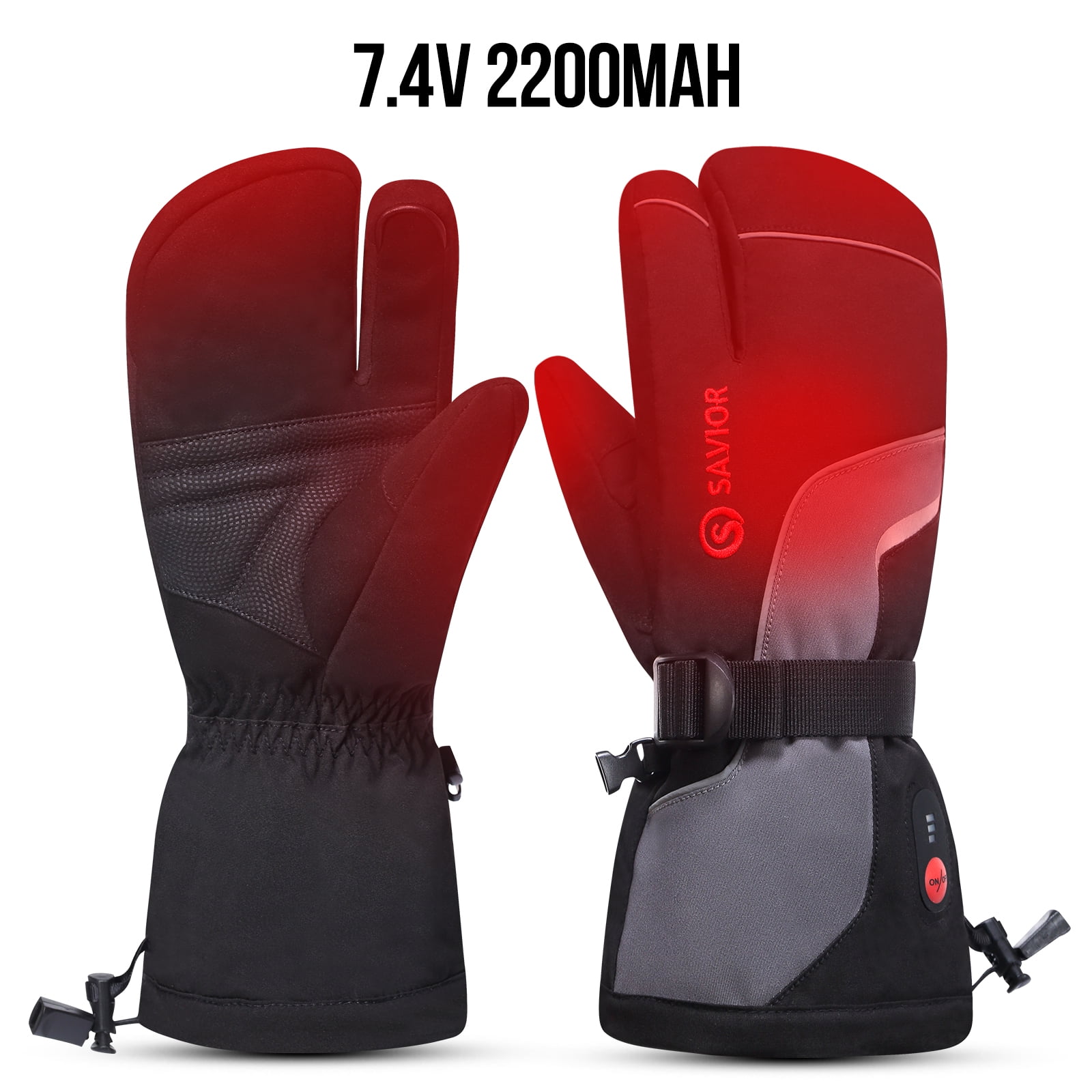 SAVIOR HEAT Heated Mittens for Men & Women – Rechargeable 7.4V 2200mAh, Touchscreen Waterproof Ski Gloves for Skiing, Snowboarding, Camping, Hiking