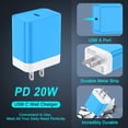 thumbnail image 6 of 2Pcs 20W PD Charger Block Fast Wall Charger with 6FT Type-C Cable, Power Adapter Compatible with iPhone 17/16/15 Pro Max, iPad Pro, Galaxy S26, Android Phone, Blue, 6 of 7