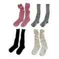 thumbnail image 5 of Ruanlalo 2 Pair Women Winter Long Socks Knitting Calf Socks Solid Color Japanese Style Warm Elastic Anti-slip School Girl Socks Stockings -Grey,One Size, 5 of 6