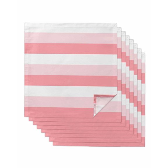 nqOlkjepod Pink White Striped Cloth Napkins Set of 8 Reusable Dinner Napkins, Farmhouse Stripes Cocktail Napkin Washable Table Napkins for Wedding/Holiday Party/Baby Shower 20"x20"