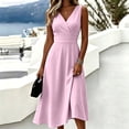 thumbnail image 2 of Ovbmpzd Summer Long Wedding Guest Dresses for Women Plus Size Flowy Elegant formal Dresses Sleeveless V-Neck Pink Tank Dresses,XXL, 2 of 6