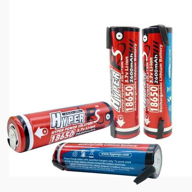 Hyperps 4 Packs 2600mah 3 7v Li Ion Rechargeable Battery Flat Both Ends With Tabs Replacement For Flashlight Laptop E Bike Portable Fan Speaker Power Bank Walmart Com Walmart Com