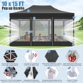 thumbnail image 2 of HOTEEL 10x15ft Pop-Up Gazebo Outdoor Canopy Tent with Adjustable Height, UV 50+ Sun Protection & Removable Mosquito Net - Waterproof Instant Shelter, Black, 2 of 8