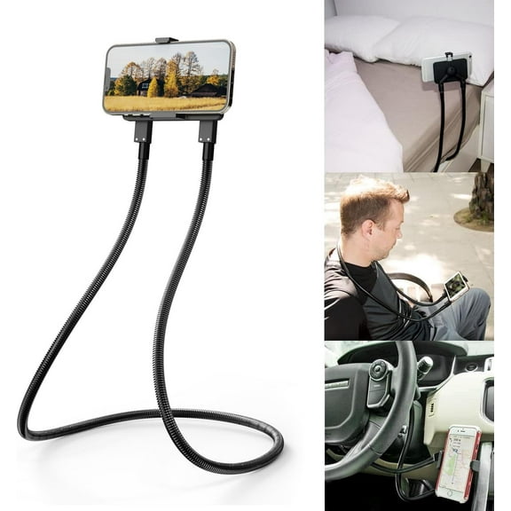 Cell Phone Holder, Universal Mobile Phone Stand, Lazy Bracket, DIY Flexible Mount Stand with Multiple Function (Black)