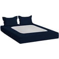 thumbnail image 4 of D.N.G. BEDDINGS 3 Piece Box Spring Cover - 100% Egyptian Cotton, 800 TC, Wrap Around 4 Sides Bed Skirt for Hotel & Home, Fits Box Springs up to 8 Inch - Twin XL, Stripe Navy Color, 4 of 9