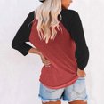 thumbnail image 4 of Plebaso Chemises à Manches 3/4 pour Femmes Col Rond Tops à Blocs de Couleur Décontractés Tee Blouses Amples pour Femmes, 4 of 4