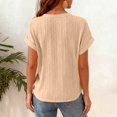 thumbnail image 6 of vigerkar Women's V Neck T Shirt Short Sleeve Casual Basic Tops Loose Fit Henley Tee Summer Lightweight Blouse (Beige, XL), 6 of 9