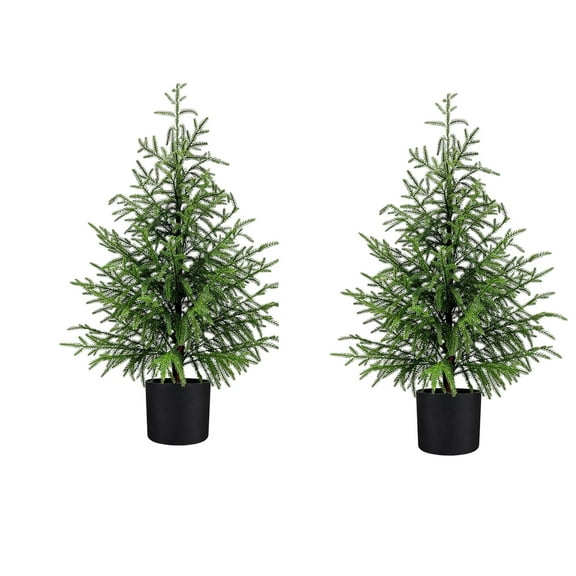mimilili Artificial Potted Pine Tree Set of 2 Realistic Faux Pine Trees for Indoor Outdoor Home Office Decoration All Use