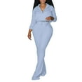 thumbnail image 2 of Spring And Summer Women's Casual Sportswear Two Piece Long Sleeved Suit Polyester Track Pants Women Jumpsuits for Women plus Size Woman Suites Pant Suits for Women Dressy Wedding Guest plus Size Hang, 2 of 8