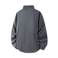 thumbnail image 5 of Men's Thermal Shirt Long Sleeve Button Stand Collar Solid Pullover Top with Pocket Dark Gray M, 5 of 5