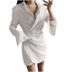 thumbnail image 1 of Moda mujer sexy casual nalgas con cuello en v vestido sólido vestido de manga larga Fridja  NMB4748, 1 of 3