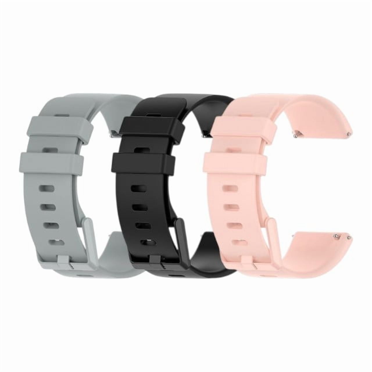 3-Pack Large Bands Compatible with Fitbit Versa 2 / Versa / Versa Lite / Versa SE – Soft Silicone Wristbands (Black, Pink Sand, Grey)
