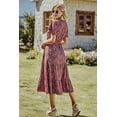 thumbnail image 3 of PRETTYGARDEN Women's Floral Boho Dress Casual Short Sleeve V Neck Ruffle Tiered Summer Swing Maxi Dresses, 3 of 7