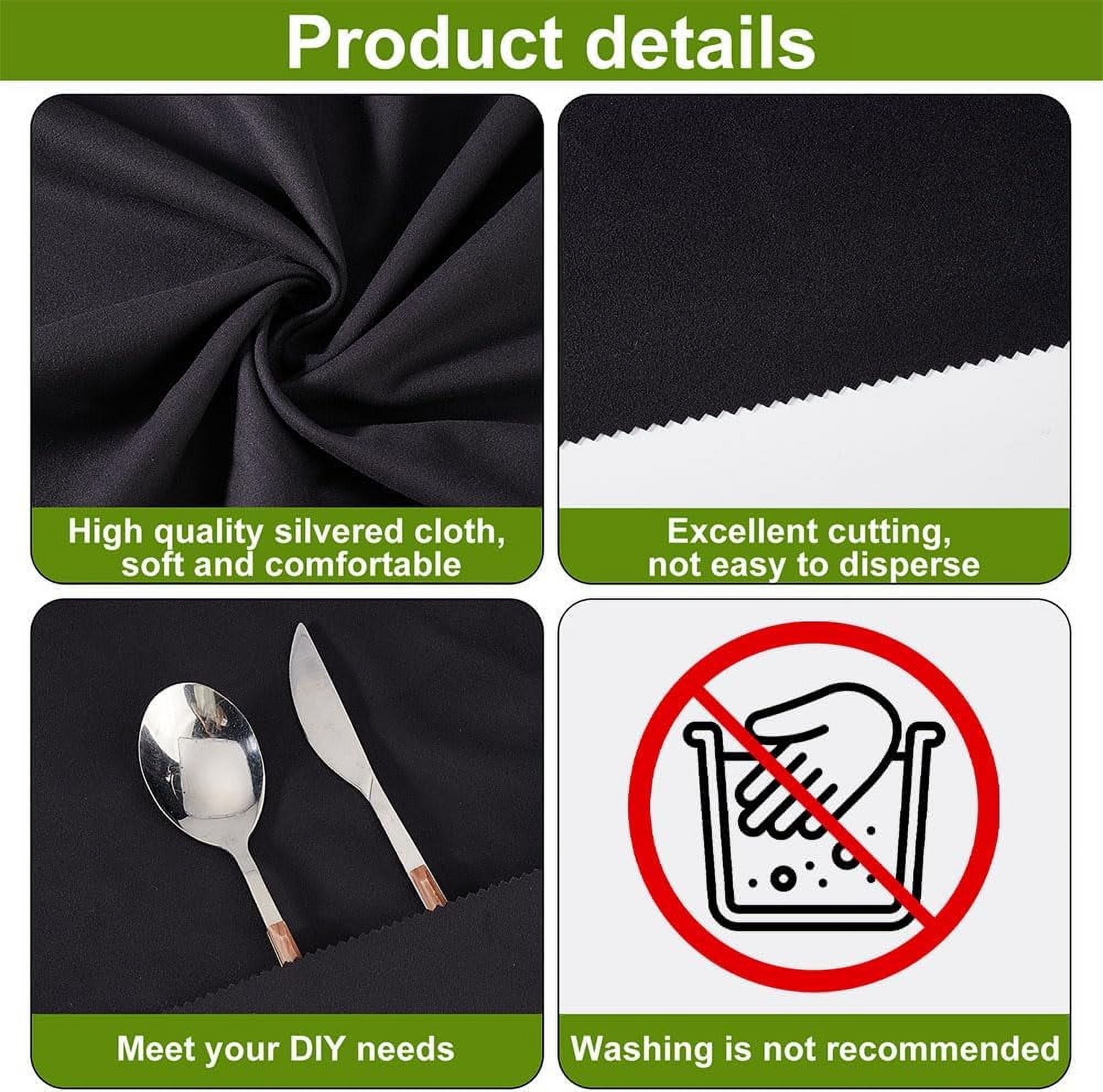 SUNNYCLUE 1.5x2m/ 6.6x4.8 ft Anti Tarnish Silver Cloth Black Anti Tarnish Cloth Luxury Silver Polishing Cloth Jewelry Cleaning Cloth Polishing Cloth for Silverware Flatware Storage