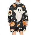 thumbnail image 2 of Wearable Oversized Blanket,Halloween Ghosts and Spooky Elements Wearable Blanket Hoodie for Adults,Cozy Hooded Blankets with Super Pockets,Super Warm Fuzzy Pullover for Women & Men, 2 of 6