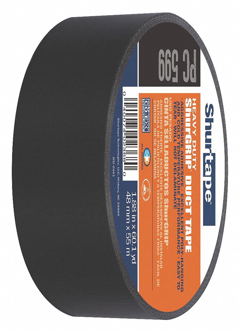Shurtape Duct Tape,Black,1 7/8 in x 60 yd,9 mil  PC 599