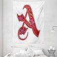 thumbnail image 1 of Letter A Tapestry, Classic Stylized Ornamental Name Initials with Gothic Swirl Elements, Wall Hanging for Bedroom Living Room Dorm Decor, 60W X 80L Inches, Turquoise Purple Red, by Ambesonne, 1 of 2