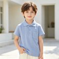 thumbnail image 6 of School Uniforms for Boys Short Sleeve Pique Polo Shirts,Sky Blue 130, 6 of 7
