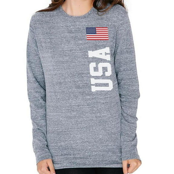 4th of July USA World Cup Mens Soft Long Sleeve T Shirt Heather SM