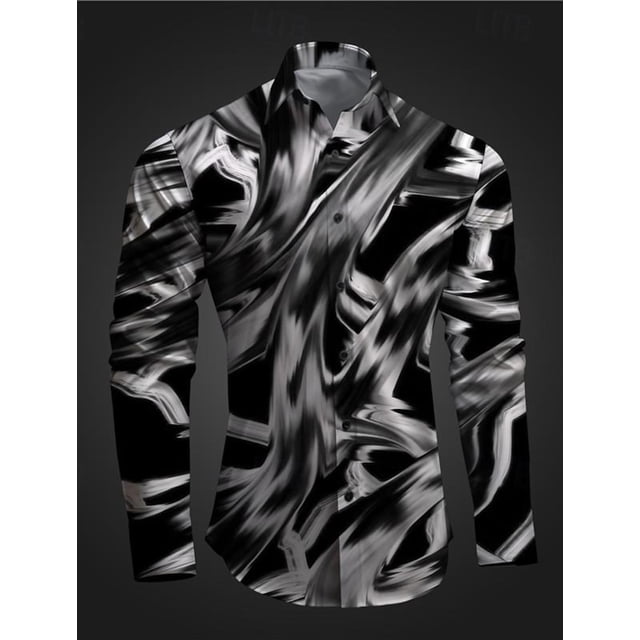Camisa informal de manga larga con estampado 3D de subcultura de grafiti para hombre, para fiesta, calle, Vaion, primavera, verano, solapa, manga larga, rosa, rojo y azul