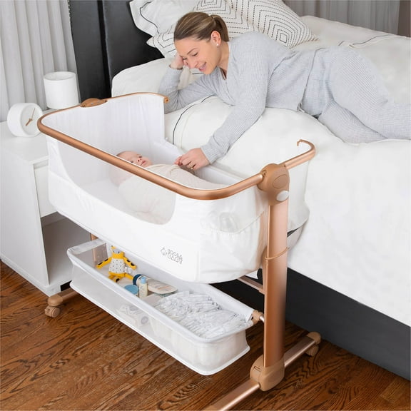 KoolerThings Moisés para bebé, cama de noche para bebé, cuna portátil fácil de plegar con cesta de almacenamiento para recién nacido, moisés de noche, cómodo colchón/bolsa de viaje incluida (moisés) (