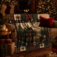 thumbnail image 3 of Forest Cabin And Campfire Within Plaid Border, Soft Flannel Blanket with Rustic Patchwork Illustration Print, Housewarming Gift and Home Decor for Bedroom and Living Room, 3 of 7