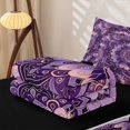 thumbnail image 5 of jejeloiu Purple Mandala Zipper Twin Comforter Sets with Fitted Sheet and 2 Pillowcases For Men Women,Intricate Pattern Zipper Bedding Set,Lavender Gold,Black Reversible,4 Pieces, 5 of 7