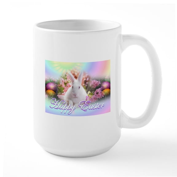 CafePress - Happy Easter Mugs - 15 oz Ceramic Large White Novelty Mug