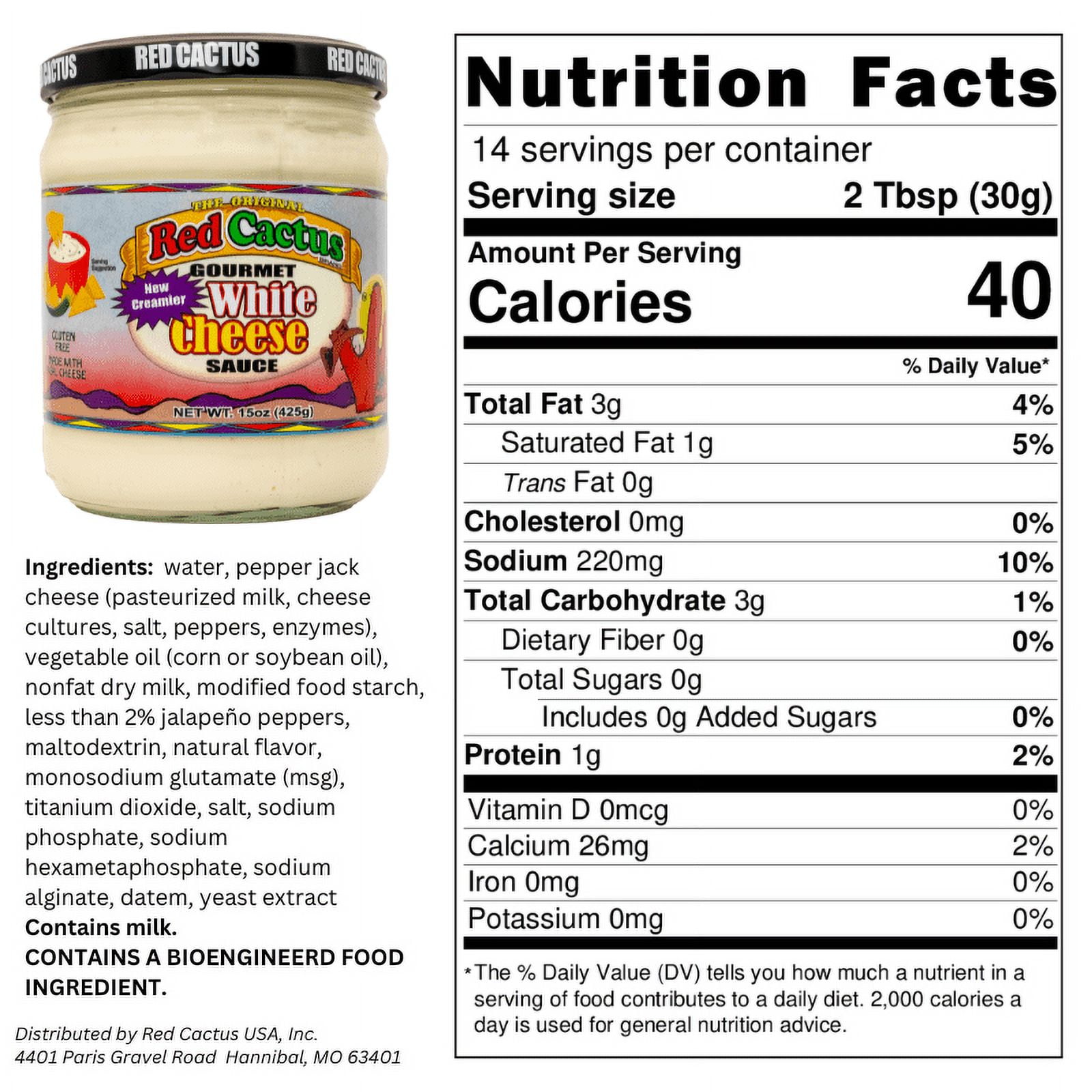 Red Cactus Gourmet White Cheese Sauce, 15 oz - Creamy Cheese Sauce for Dipping, Nachos, and Tacos