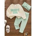 thumbnail image 3 of WIBACKER Baby Girl Daddy's Girl Outfit Sweatshirt Fall Long Sleeve Shirt Pants Headband 3Pcs Spring Clothes Set, 3 of 9