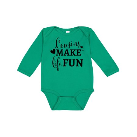 

Inktastic Cousins Make Life Fun- cursive Gift Baby Boy or Baby Girl Long Sleeve Bodysuit