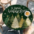 thumbnail image 2 of Green Christmas Round Tablecloth, Fitted Table Cover with Elastic for 55"-60" Round Tables, Xmas Tree Snowflake Farmhouse Table Cloth Outdoor Indoor Dinning Party Waterproof Tablecloths, 2 of 7