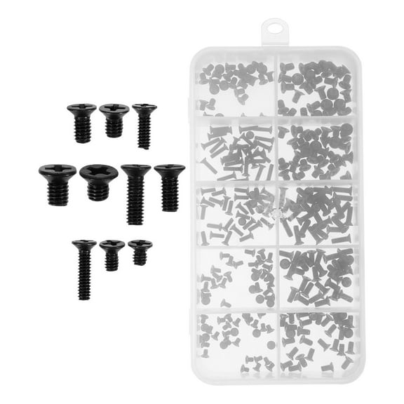 GETAJGHSD 300-Piece Black Carbon Steel Flat Head Machine Screw Assortment Kit, Sizes M2x3mm to M3x5mm