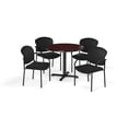 thumbnail image 5 of OFM Multi-Use Break Room Package, 36" Round Table with Fabric Guest Chairs, Mahogany Finish with X-Style Pedestal Base and Gray Seats (PKG-BRK-143), 5 of 5