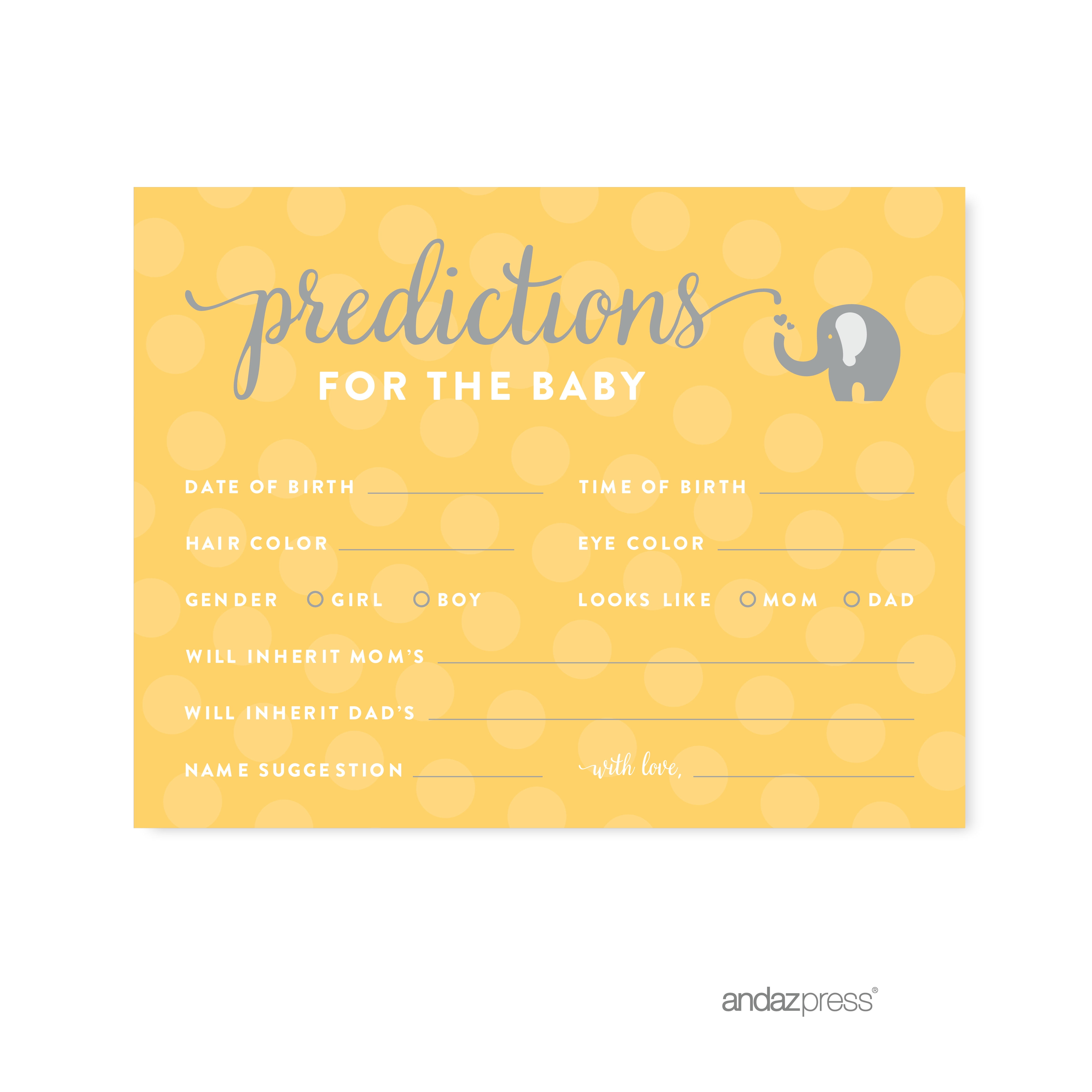 Predictions For Baby Yellow Gender Neutral Elephant Baby Shower Predictions For Baby Yellow Gender Neutral Elephant Baby Shower