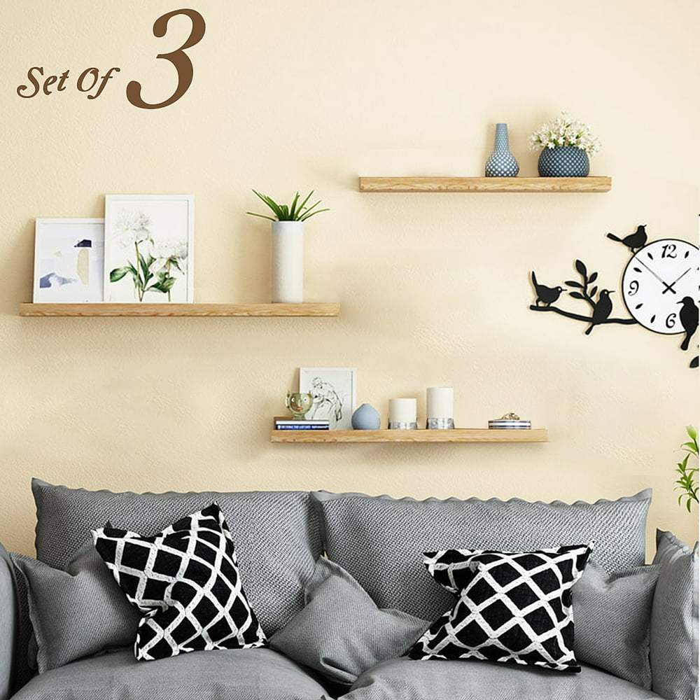 Wooden Floating Shelves Wall Mount Shelf Display Stand Handmade Rustic