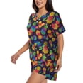 thumbnail image 2 of Bixox Women's Colorful Pineapples1 Printed Pajama Set 2 Piece Lounge Set Top and Shorts Soft Pajamas, Shorts with Pockets, 2 of 7