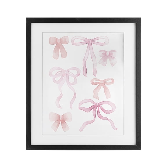 Stupell Industries Glam Pink Watercolor Bows Black Framed Print Under Glass, 13 x 16, by Kim Allen