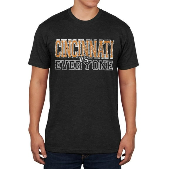Cincinnati VS Everyone Vintage Distressed Mens Soft T Shirt Vintage Black X-LG