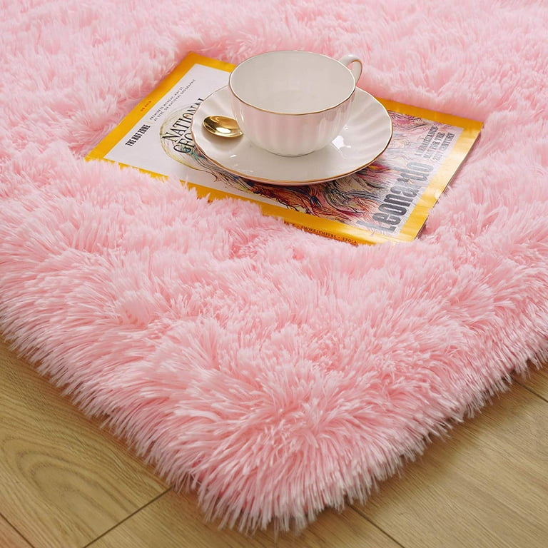  Ophanie Light Pink Area Rugs for Bedroom Girls, Fluffy Fuzzy  Furry Shag Carpet, Plush Soft Cute Kids Baby Shaggy Bedside 4x5.3 Indoor  Floor Rug for Teen Dorm Home Decor Aesthetic, Nursery 