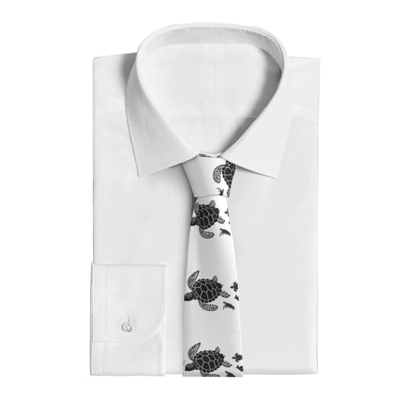 Uemuo Family Of Sea Turtles Pattern Men's Necktie Classic Silk Tie Woven Jacquard Neck Ties Business Necktie Gift for Men