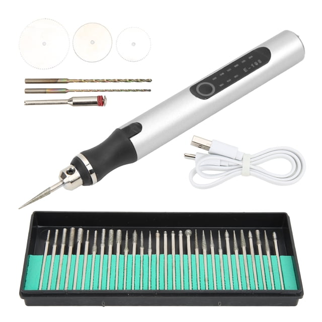Metal Engraving Pen, Three Speed Portable Easy To Operate Engraving Pen For Drilling For Cutting For Grinding Lettering Silver