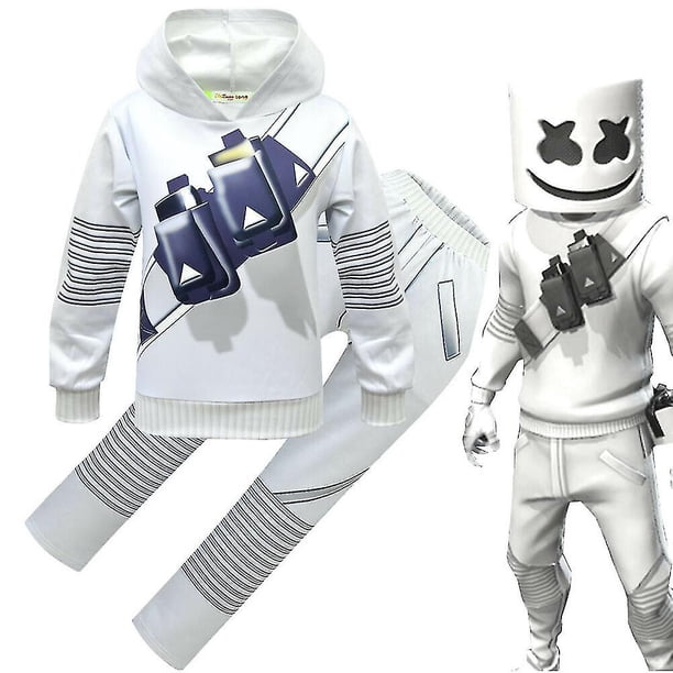 Kids Boys Girls Marshmello Dj Led Mask Hoodie Cosplay Costume Party Fa zhangyuxiang LED