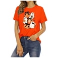 thumbnail image 3 of Trendfront Womens Halloween T Shirt Ghost Pumpkin Print Short Sleeve Crew Neck Cute Spooky Holiday Season Graphic Tees, 3 of 7