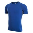thumbnail image 2 of GZWYHT Mens T-Shirts,Compression Shirt Men's Spring And Summer Solid Color Quick Drying Breathable Tights Sweat Basketball Training Sports Wear Fitness Top Tshirts Shirts,Workout Shirts Blue M, 2 of 6