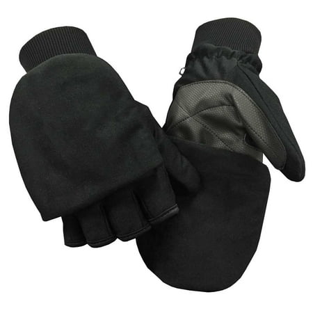 Northstar Unisex Waterproof Thinsulate Flip Top Convertible Gloves, Black.