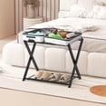 thumbnail image 3 of Costway Set of 2 Folding Luggage Rack with Shelf Travel Suitcase Shoe Storage Holder, 3 of 10